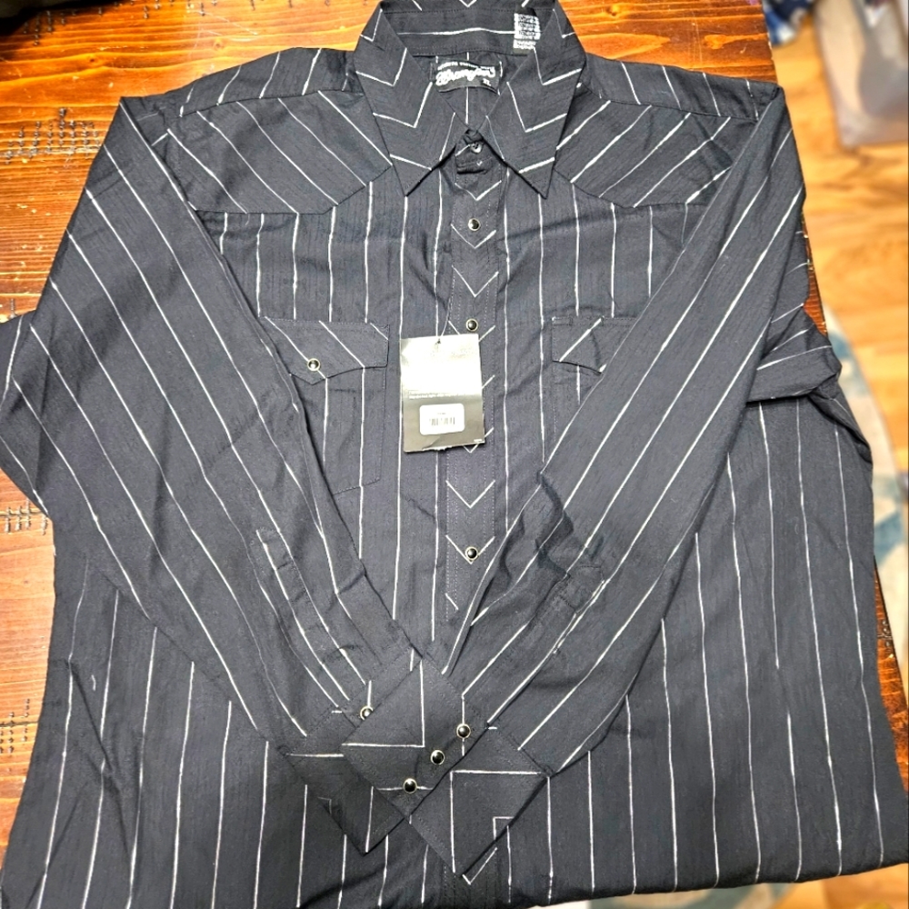 Black and Silver Mens Button down